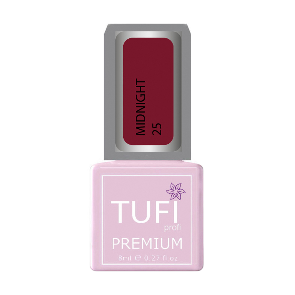 Гель-лак для нігтів Tufi profi Premium Midnight 25 Темний кардинал, 8 мл